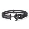 New Black Marine Anchor Bracelet For Men 4mm Bilayer Milan Rope Nautical Wrap Braclet Gifts For Him Surfing Accessories