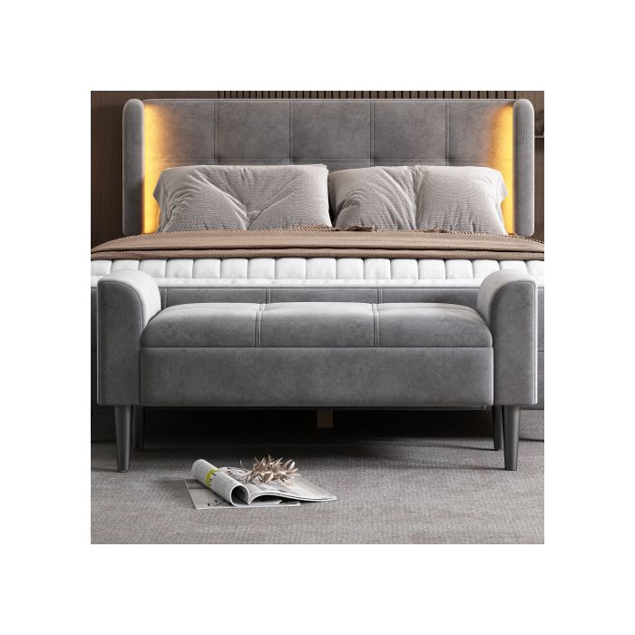 Bancs tapissés - MUVOE - Banc de lit - Gris - Accoudoirs confortables - Design élégant