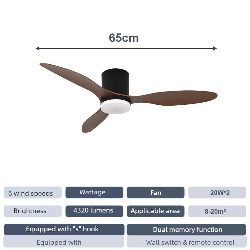 Bedroom Variable Frequency Ceiling Fan Lamp Retro Simple Suspended Lighting Fan Household Silent Ceiling Fan Light