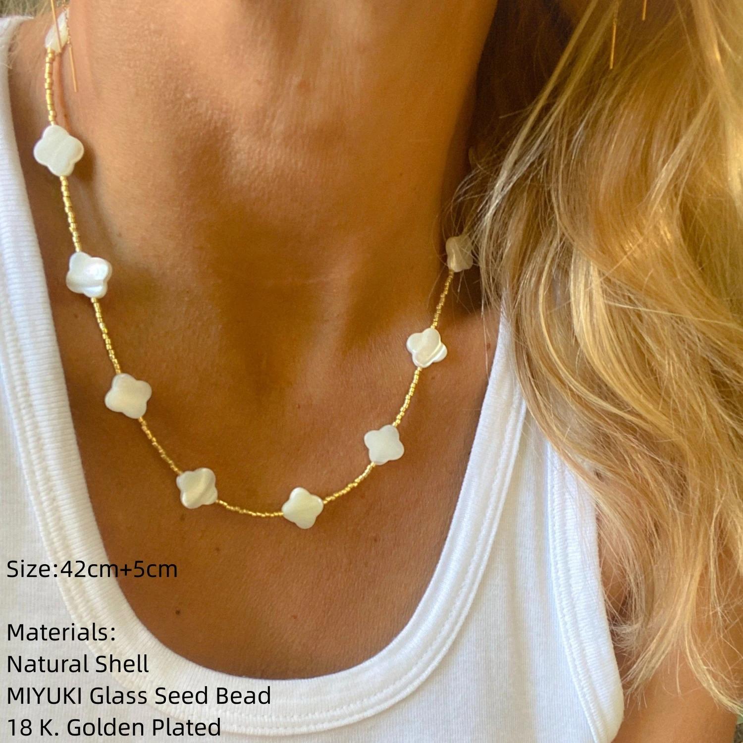 

CCGOOD Boho Summer Necklace for Women Miyuki Choker Flower Collar Jewelry Glass Bead Minimalist Wedding Gifts Handmade Jewelry