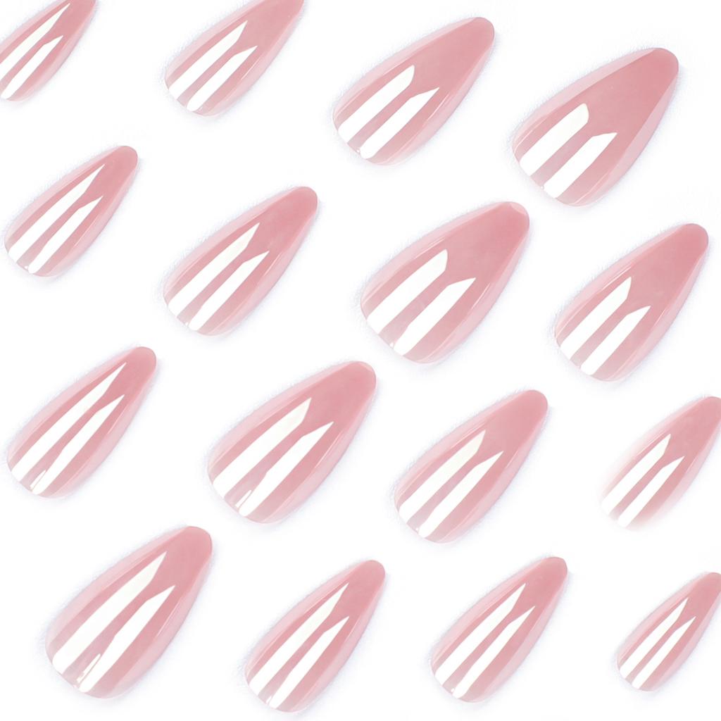 DIY nude solid color wearing nail short almond nail aurora nude nail art Europe and the United States pure desire simple nail piece