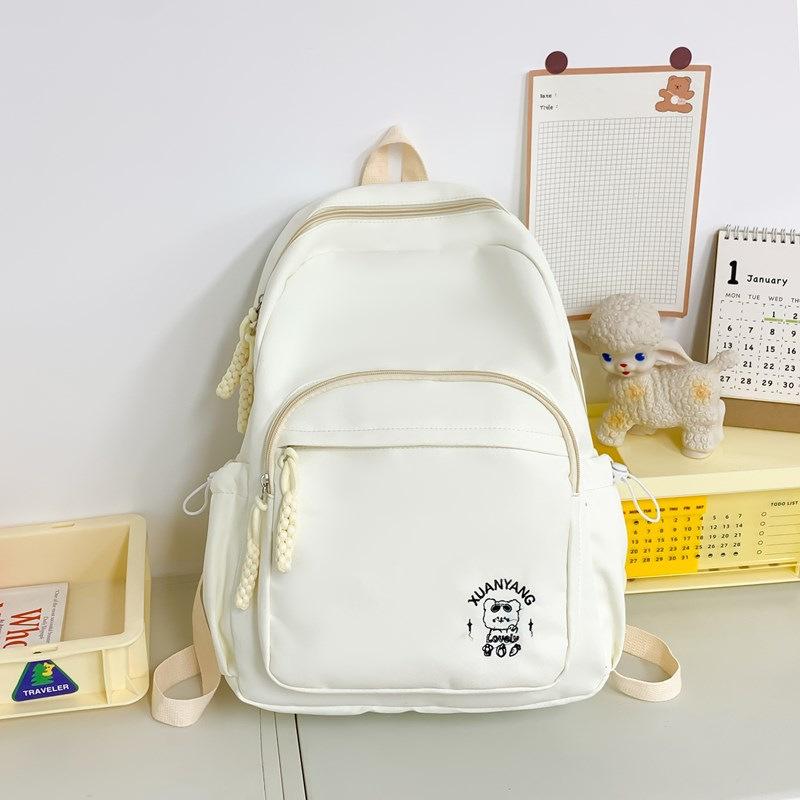 New high-value fresh and sweet candy-colored cartoon embroidered backpack female junior high school backpack