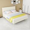 Modern minimalist soft bed, soft headboard, 160*200CM, beige, low box bed frame does not include gas rod,include160*200cm mattress.