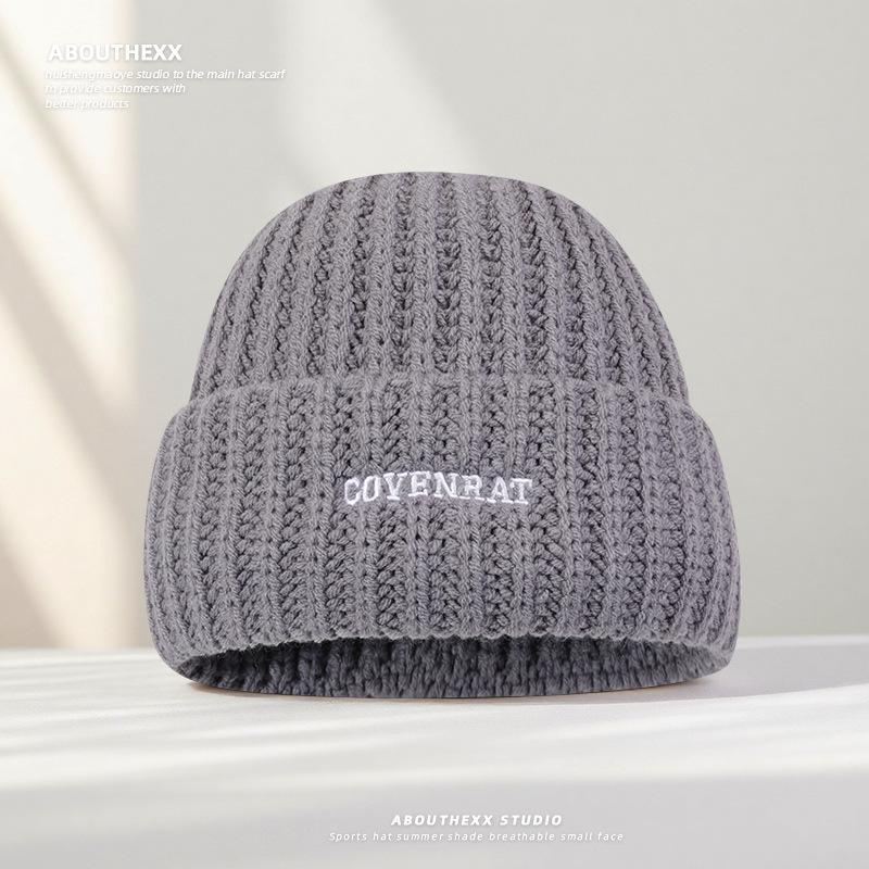 

Шапка Женская Осень и Зима Новый Стиль Шерстяная Шапка Вышитые Буквы Модная Вязаная Шапка Теплая Шапка от Холода Мужская Шапка-Дыня Трендовая M（56-58cm）