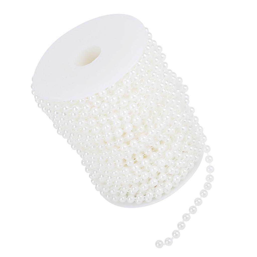 25m roll Grinding Pearl Wire Beads Garland String DIY Wedding Decoration 6mm(white)