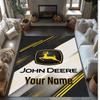 John Deere Crystal Velvet Rug, Custom Name Text Personalized Non‑Slip Floor Mat for Home Decor Gift