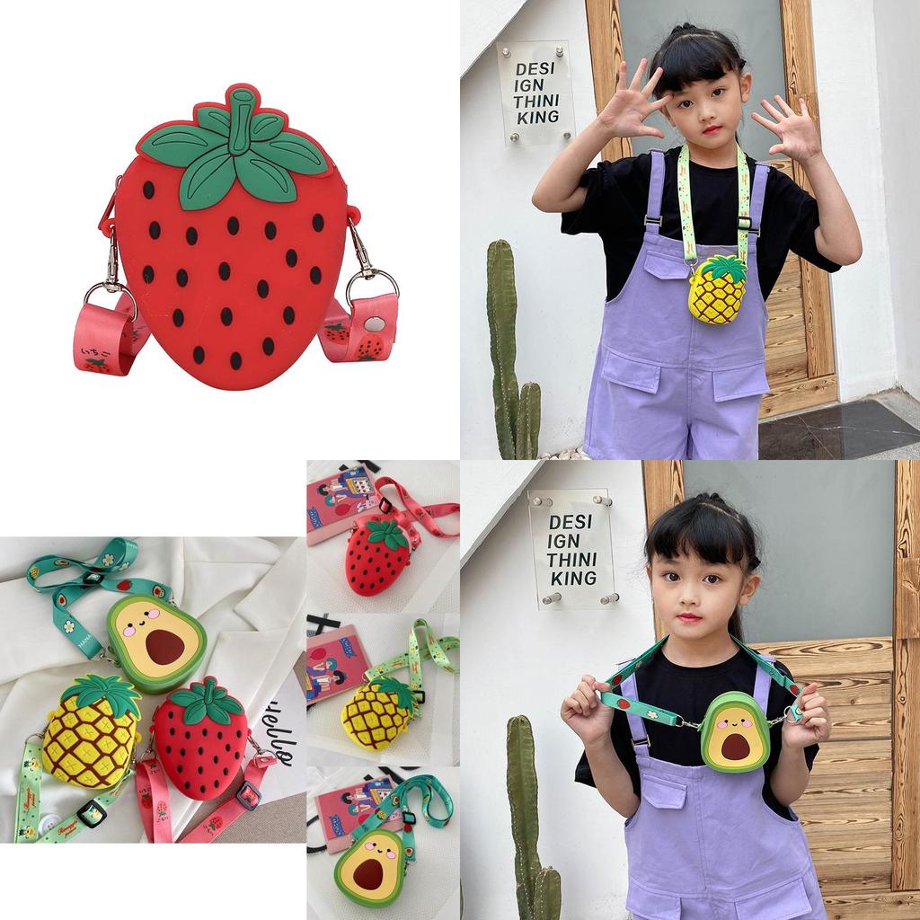 Süße Mini-Frucht-Silikon-Umhängetasche für Kinder mit entzückendem Erdbeer-Design