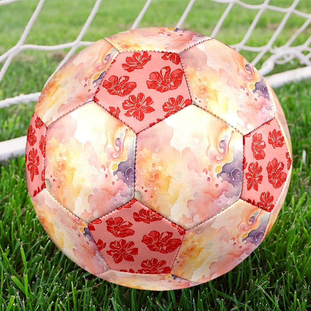 1PC Abstract Watercolor Flow Floral Soccer Ball Size 5 Football Machine Sewn Indoor/Outdoor Universal Football A65