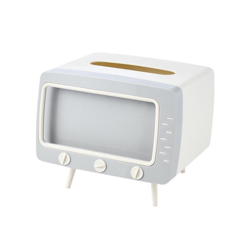Multifunctional TV Shape Tissue Boxes Creative Phone Holder Sundries Storage Desktop  Paper Holder Organization Decoration