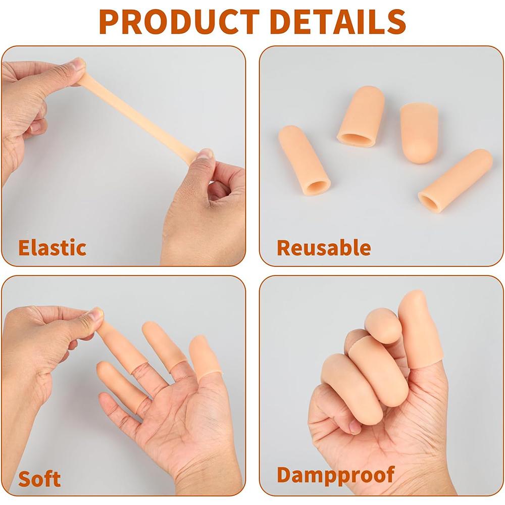 20PCS Finger Cots Silicone Fingertip Protectors for Finger Cracking, Wound