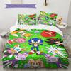 Blue Hedgehog Cartoon Pattern Bedding Set Quilt Cover Pillowcase Home Decor Gift (1 * Duvet Cover + 2 * Pillowcase, Without Core)