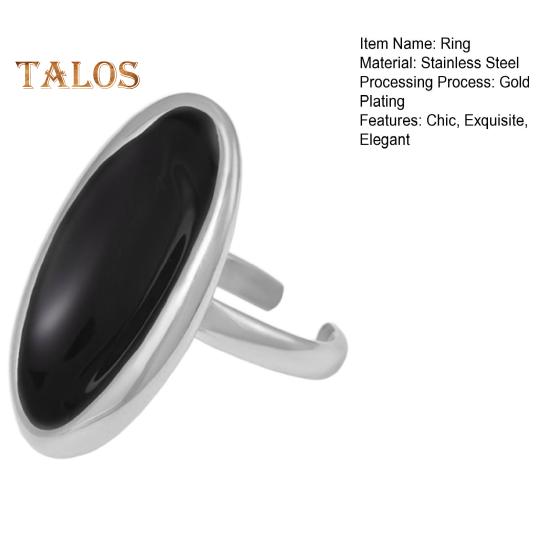 Grande bague ovale en pierre précieuse, faite à la main, style tribal, ouverte, bijoux, fiançailles, anniversaire, pour homme, père, mari, petit ami