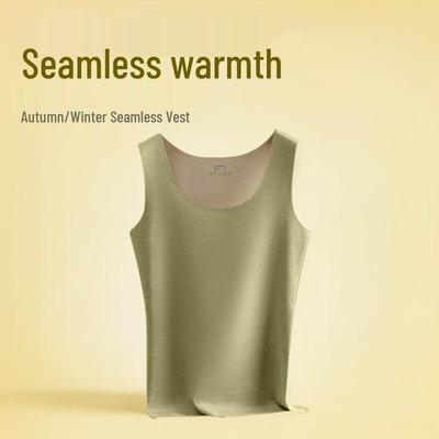 Women's Seamless Thermal Vest: Double-Sided Fleece, Slim Fit, Autumn/Winter Warm Base Layer.