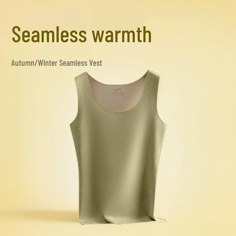 Women's Seamless Thermal Vest: Double-Sided Fleece, Slim Fit, Autumn/Winter Warm Base Layer.