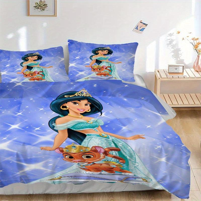 

3pcs Princess Jasmine & Tiger Bedding Set, Includes Quilt Cover and Pillowcases, Suitable for All Seasons, Machine Washable, Ideal Gift for 135x200cm
