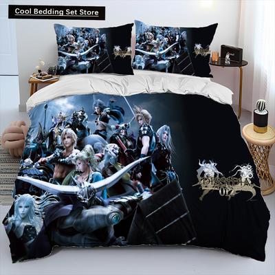 Final Fantasy Serie Spellen Cartoon Dekbed Beddengoed Set, Dekbedovertrek Bed Set Dekbedhoes Kussensloop, King Queen Maat Beddengoed Set