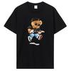 Teddy Bear Playing Badminton Tshirt Men's Clothing Tops Graphics Kawaii Shirt T Shirts For Men Cotton T-shirt Streetwear