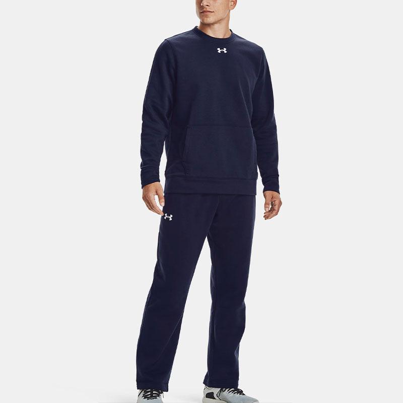 Under Armour Rival Fleece 2.0 Team Crew Solid Color Pullover Sweatshirt Men sweatshirts Navy-Blue 1302159-410
