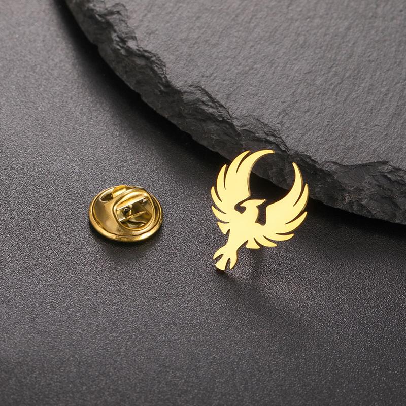 Phoenix Brooch Pin Stainless Steel Animal Gold Color Suit Collar Badges For Men Women Totem Jewelry 2026 New