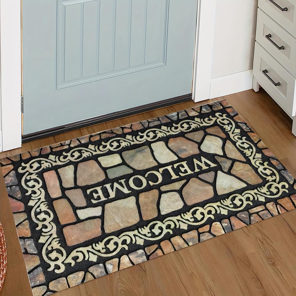 Stone Wood Pattern Home Decoration Floor Mat for Entryway Living Room Indoor Decorative Carpet Rug Home Decor Door Mat