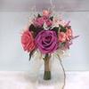 Bouquet da Sposa Rosa Artificiale Avvolto in Juta e Raso Fiore Finto Portatile per Certificato di Matrimonio Ritratti all'Aperto