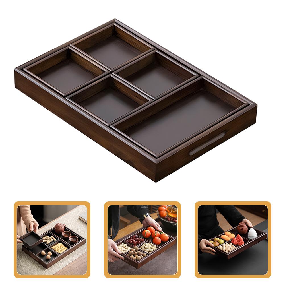 1Set Wooden Serving Platter Rustic Color Practical Use for Fruits Snacks Tea Parties Home Decor Wooden Serving Tray