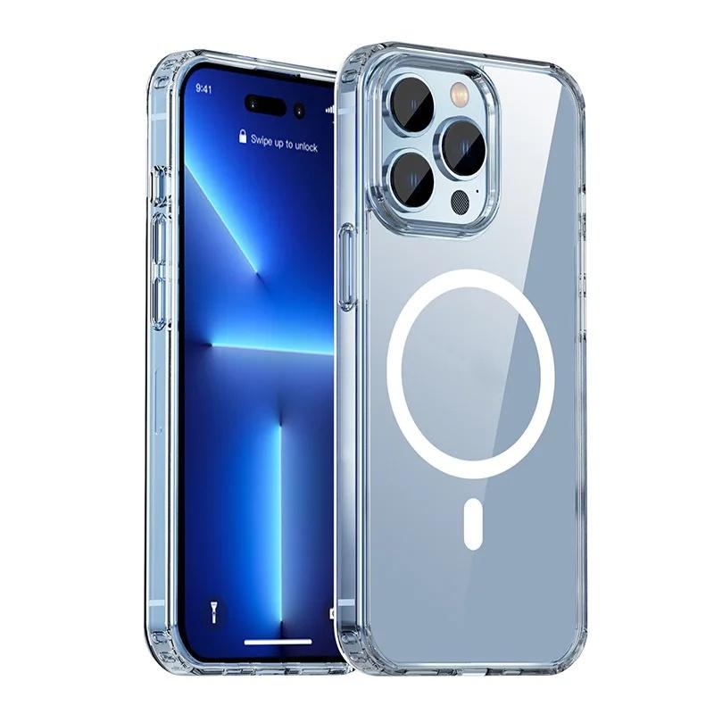 Crystal Clear Hard Acrylic Wireless Charging Magnetic Case Compatible For iPhone Air 11 12 13 14 15 16 17 Pro Max 14 Plus
