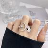 Adjustable Star and Moon Open Ring - Trendy Crescent Moon Index Finger Jewelry for Women