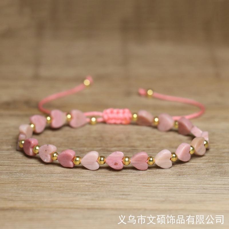 Turquoise Heart Bead Bracelet – Gold Accent Adjustable Boho Jewelry, Love Protection Gift for Women