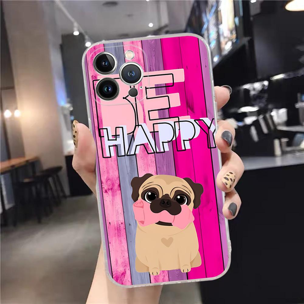 Cute Pug Dog Phone Case For iPhone 15 14 11 12 13 Mini Pro XS Max Cover 6 7 8 Plus X XR SE 2020 Funda Shell
