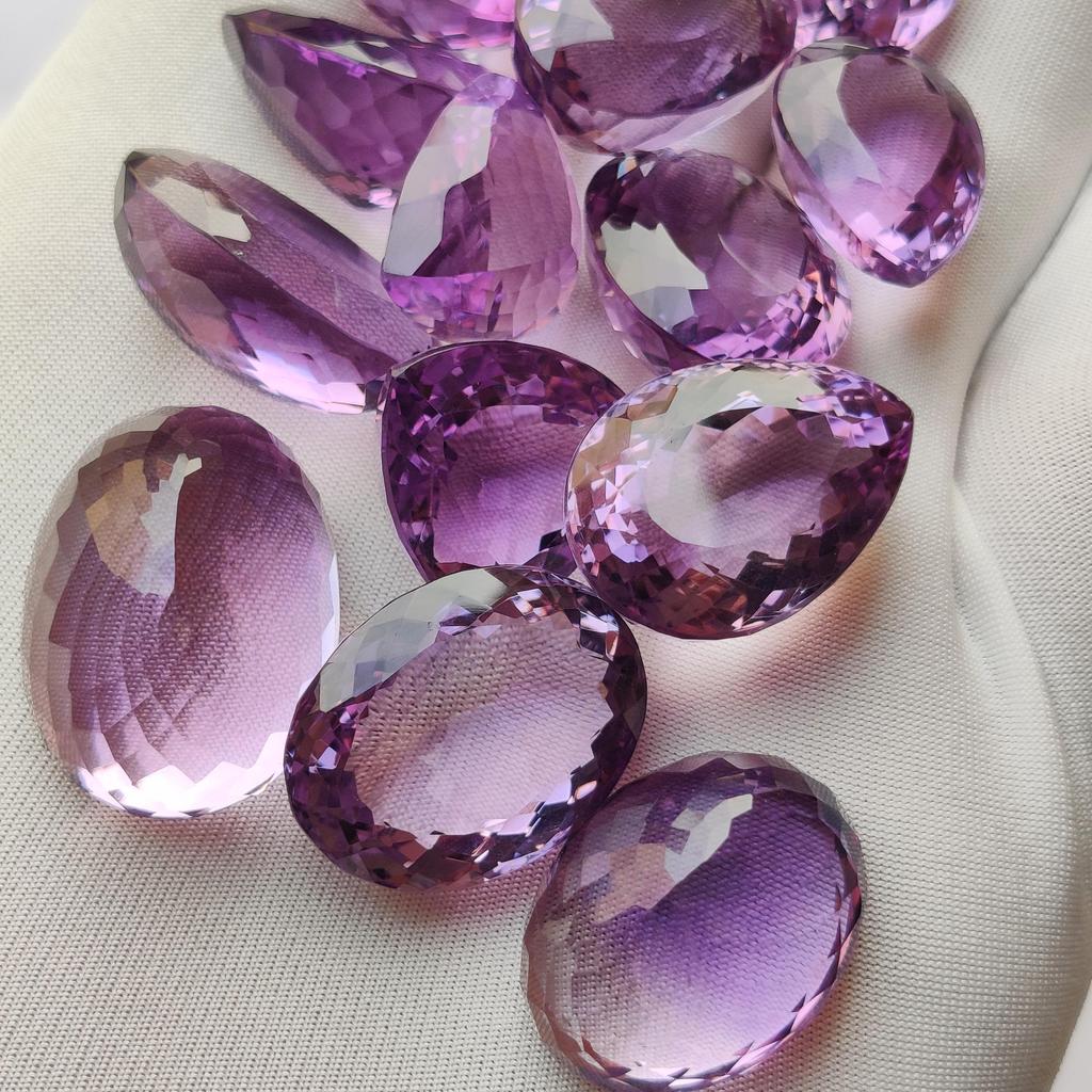 Natural Loose Amethyst Cut Stone Lot, Amethyst Faceted Gemstone Lot, 10 To 20 Carat Average Size Amethyst Mix Shape Lot.