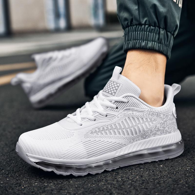Men s Plus Size Flyknit Air Cushion Casual Sports Shoes for Summer 39 белый