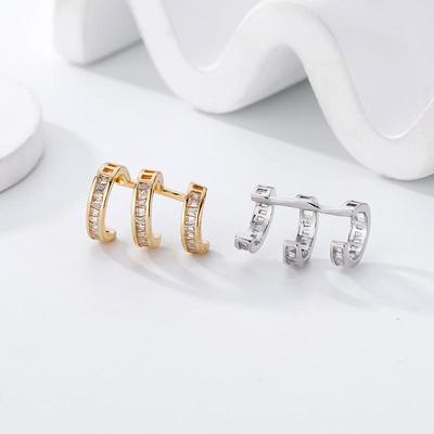 Chao Xiaobai S925 Silver Triple-Layer Zirconia Ear Clip — No Piercing, Korean Cold Style
