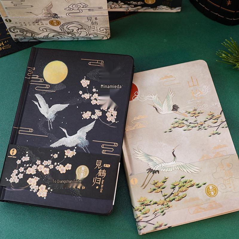 Chinese Retro Diary: Exquisite Tassel Gold-Stamped Hardcover Notebook with Artistic Fresh Color Pages