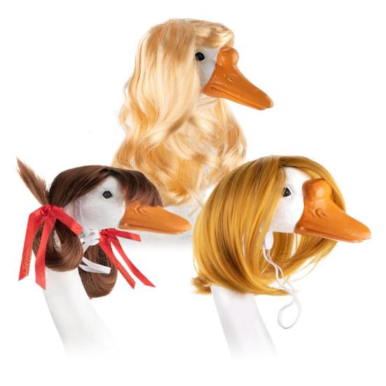 3/4Pcs Porch Goose Wig with Elastic Drawstring Lawn Goose Outfit DIY Outdoor Garden Patio Yard Goose Statue Hairpiece Decoration Accessories