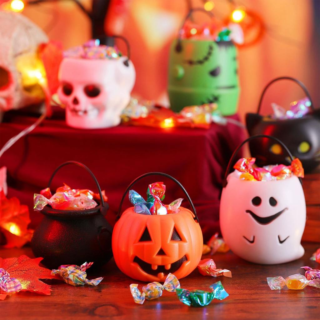 Halloween Trick Or Candy Rack Candy Can With Handle Children's Snack Bucket Halloween Decoration