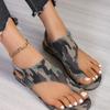 Summer new set of toe army green round head Velcro women's large size flat-bottomed slippers