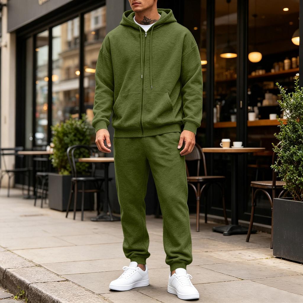 Men's 2-Piece Hoodie Sweatshirt Set Color Casual Sportswear for Everyday Wear