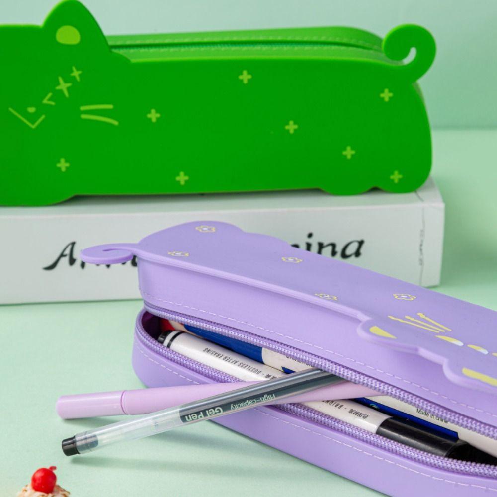 Silicone Pencil Case Large Capacity Storage Bag Multifunctional Stationery Box  Gift