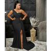New Fashion Solid Color Sexy Tight One-shoulder Sleeve Long Dress for Party - Women's Private Wear Aristocratic Style Evening Gown