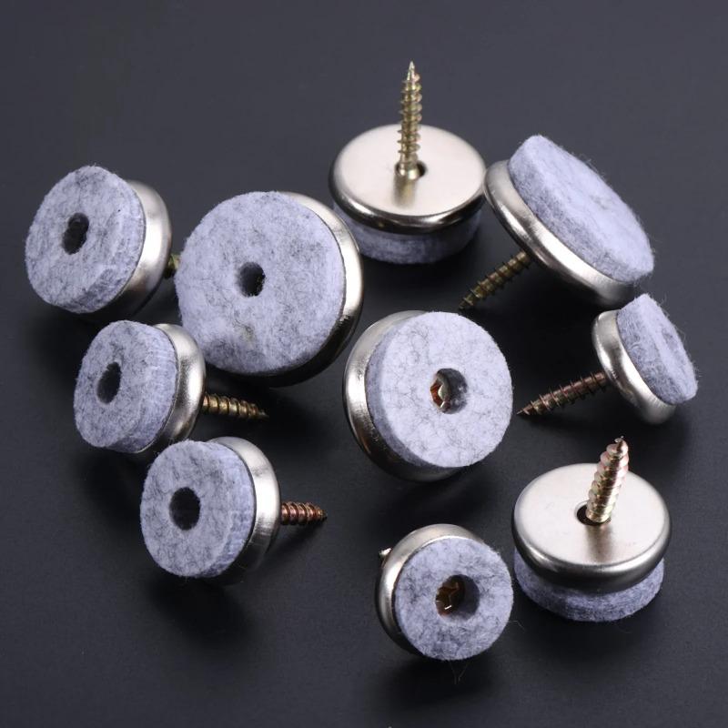30pcs Felt Furniture Gliders Screws-on 18mm-28mm 0.7"-1.1" Chair Leg Pads Wooden Floor Protection No-slip Reduce-noise Fittings