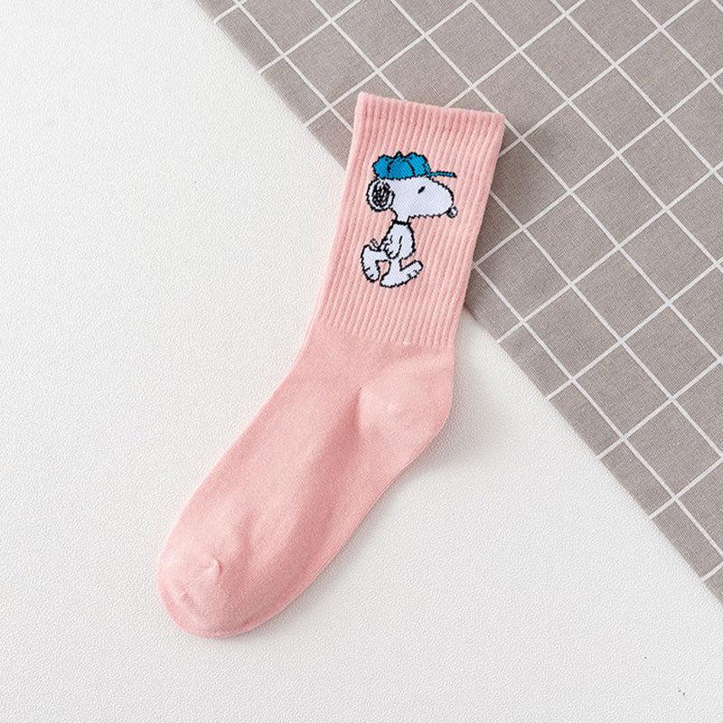 Snoopy Korean Style Mid-Calf Sports Socks - Autumn/Winter, High-Top, Comfortable, Trendy, College Style