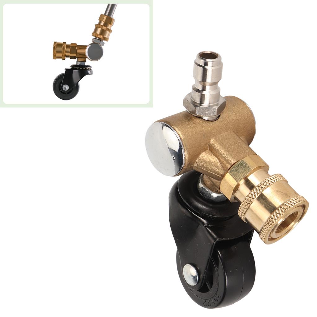 Car Wash   Wheel Adapter, Pressure Washer Joint Wheel, 1Celsius4\  Quick Connector, Unique Design for Car Bottom Cleaning, Brass,