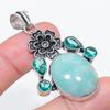 Natural Amazonite, Topaz Gemstone 925 Sterling Silver Jewelry Pendant 2.17" B4P17