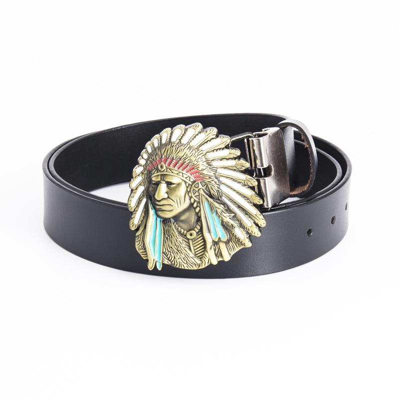 Indian Ethnic Leather Belt: Stylish Punk Accessory for North and South America 95 cm