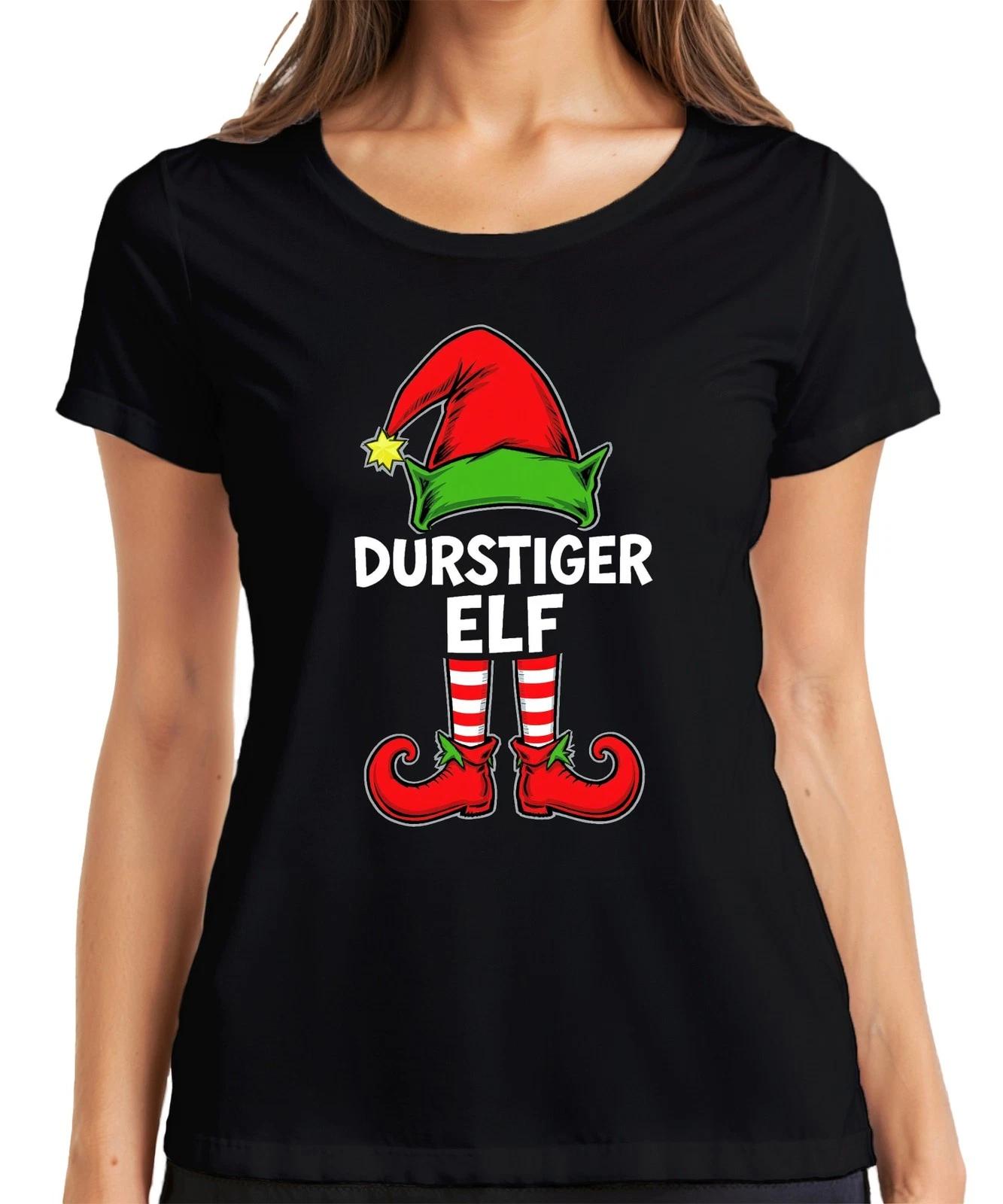 Durstiger Elf Weihnachtsfeier Trinkspiel Bier Party Geschenk Damen T-Shirt XXXXL