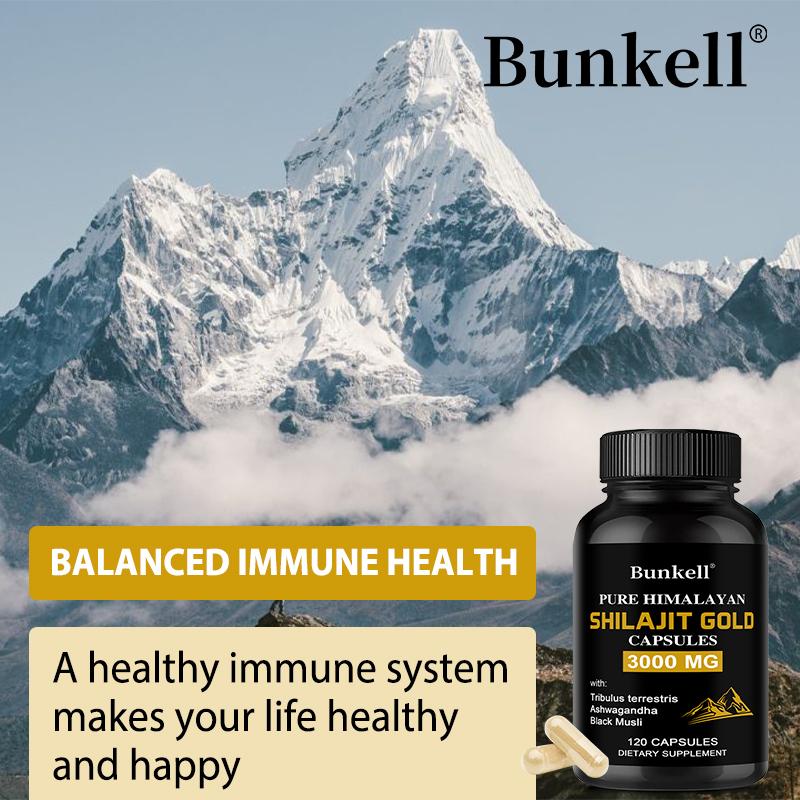 Shilajit Dorato Himalayano Complesso da 3000mg con Tribulus Terrestris Ashwagandha e Musli Nero, 120 Capsule