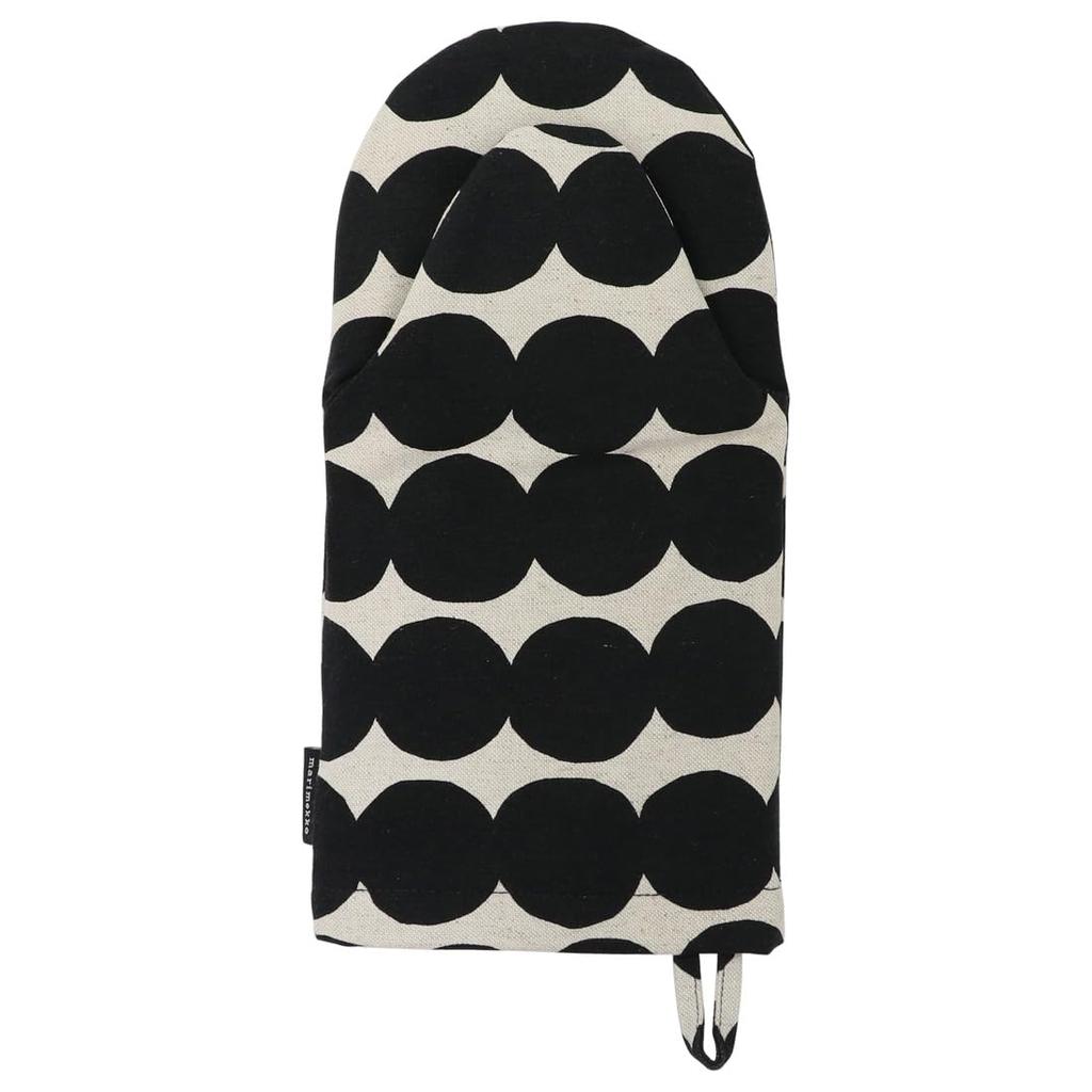 Marimekko Rasymatto Oven Mitten (Dark Blue X Linen) 073647 890 Dotted Circle Cotton Linen Pot Holder Mitten Single Hand Kitchenware Scandinavian