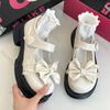 Fashion Cute Bow Round Head Leather Mary Jane Shoes Versatile Thick Bottom JK Uniform Lolita Shoes for Women Casual Thicke Heel Loafers