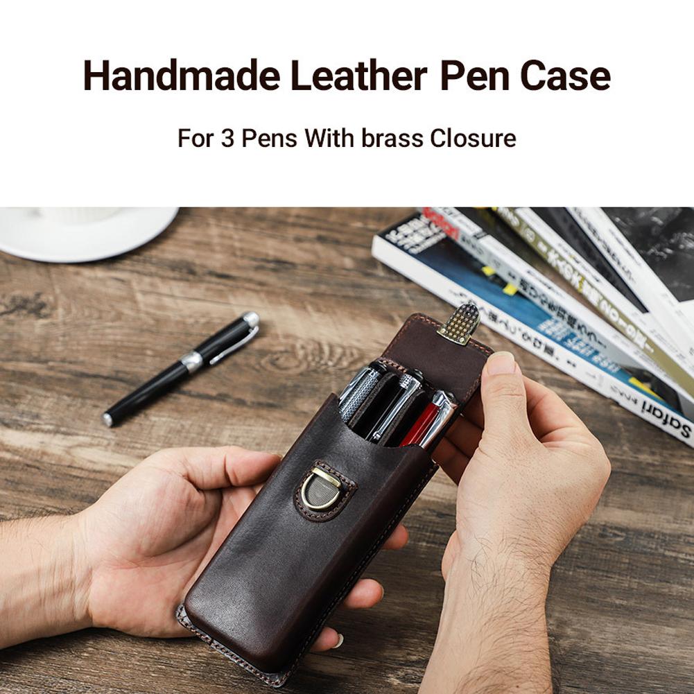 

Чехол для ручек из натуральной кожи с 3/5 слотами, офисная коробка с фонтаном ручной работы, ретро-органайзер для ручек, женский P Z9G9